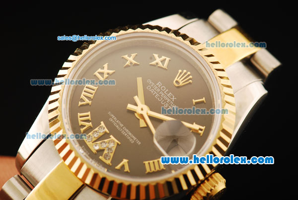 Rolex Datejust Automatic Movement ETA Coating Case with Chocolate Dial and Two Tone Strap - Click Image to Close